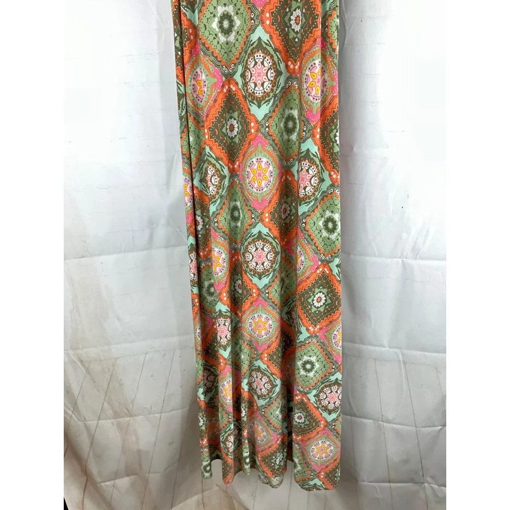 Cato Women's Maxi Dress Geometric Print Spaghetti Strap 18/20W Pink/Green/Orange - Picture 5 of 5